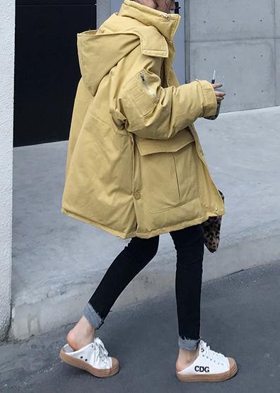 2025 plus size warm winter coat side open winter coats yellow hooded women parkas