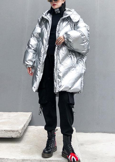 2025 silver Parkas for women oversized down jacket winter outwear hooded