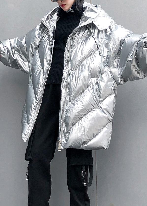 2025 silver Parkas for women oversized down jacket winter outwear hooded