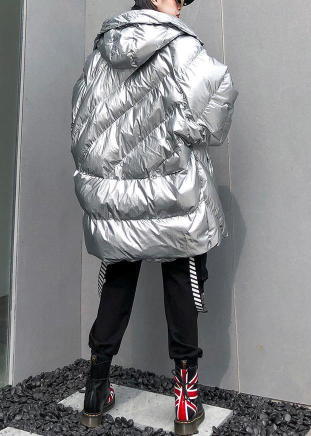 2025 silver Parkas for women oversized down jacket winter outwear hooded