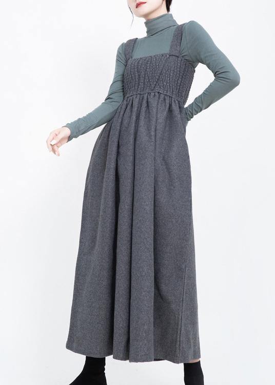 2025 sleeveless women Cinched jumpsuit gray pants casual fashion wide leg pants