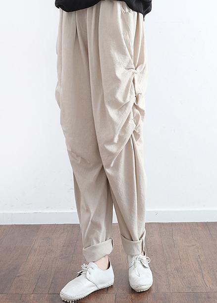 2025 summer new original design cotton linen loose Harlan wide-leg hanging large size feet trousers