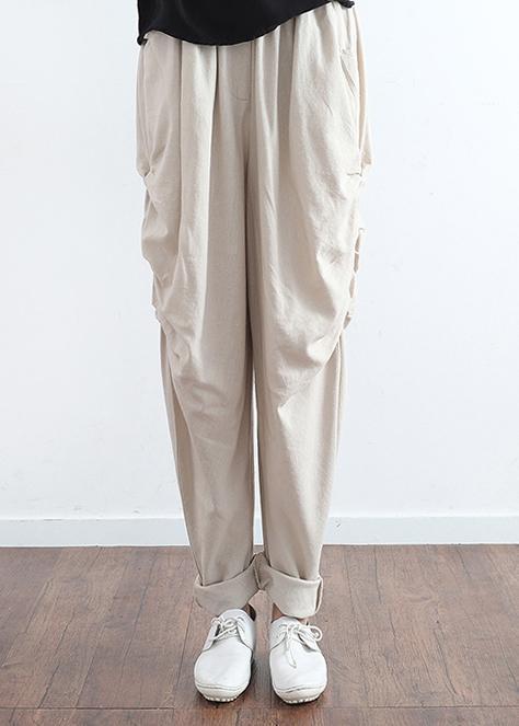 2025 summer new original design cotton linen loose Harlan wide-leg hanging large size feet trousers