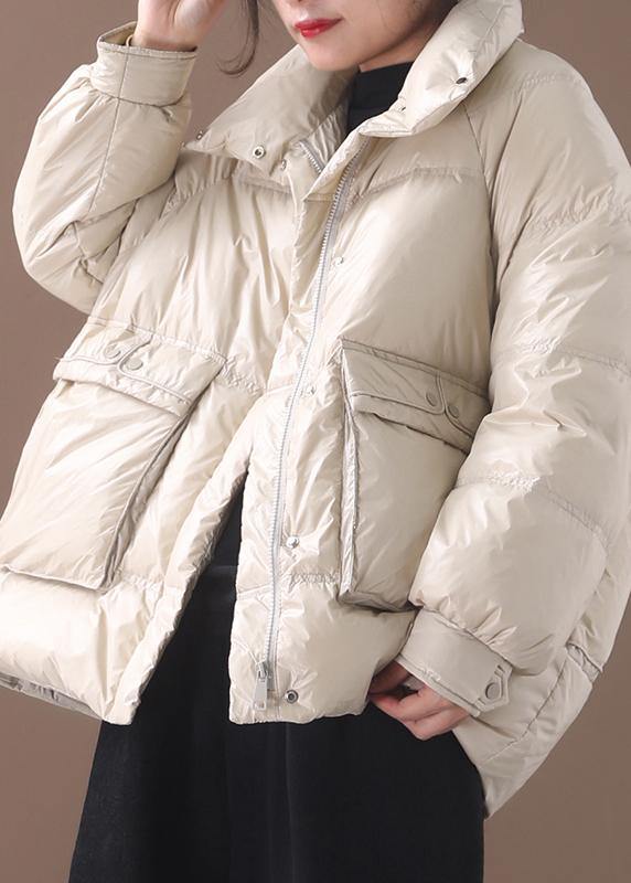 2025 white goose Down coat plus size clothing snow jackets two pockets stand collar coats