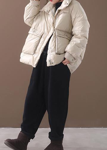 2025 white goose Down coat plus size clothing snow jackets two pockets stand collar coats