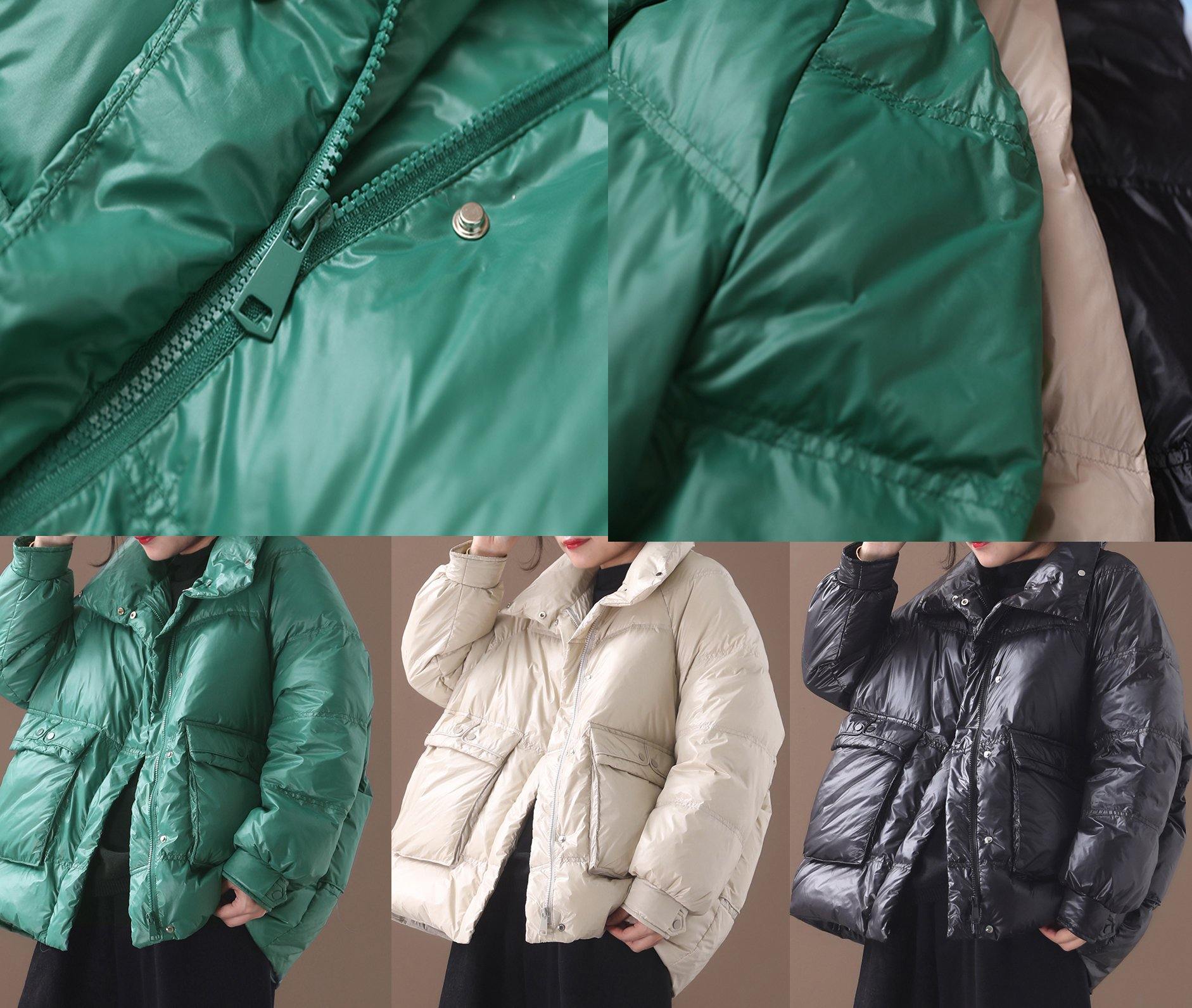 2025 white goose Down coat plus size clothing snow jackets two pockets stand collar coats