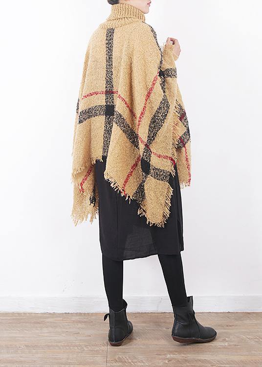 2025 yellow original cloak shawl plaid high neck oversize sweater