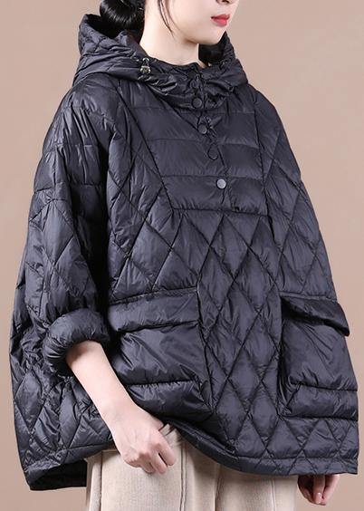 2025 Loose Fitting Winter Jacket Hooded Black Pockets Down Coat-(free Shipping+limited Stock)