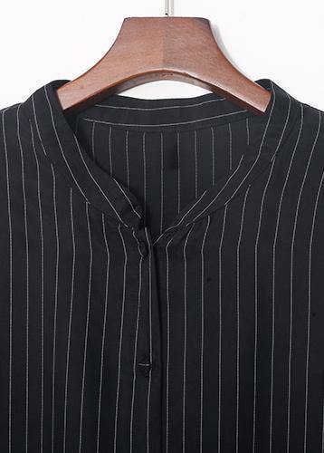 2025 copper ammonia silk stitching chiffon black striped shirt wide leg pants casual suit