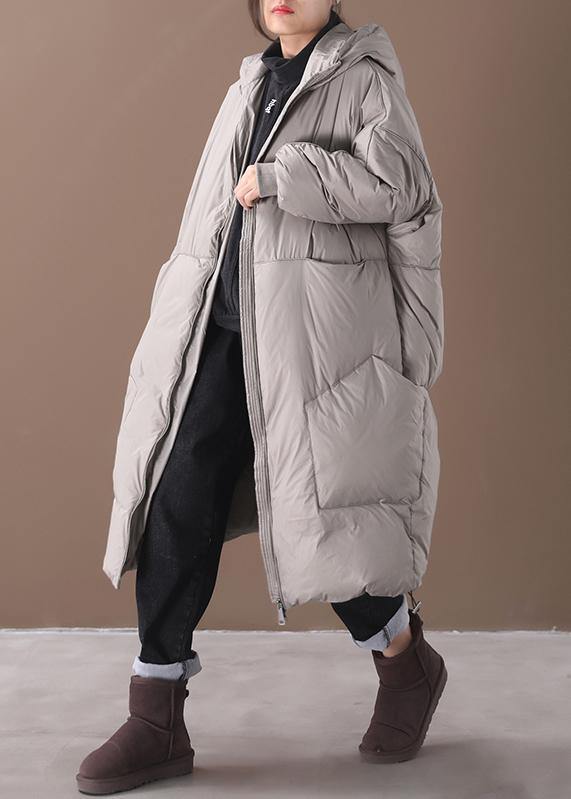 2025 plus size snow jackets gray hooded pockets goose Down coat