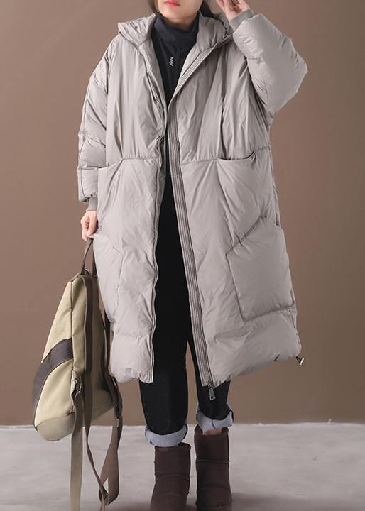 2025 plus size snow jackets gray hooded pockets goose Down coat