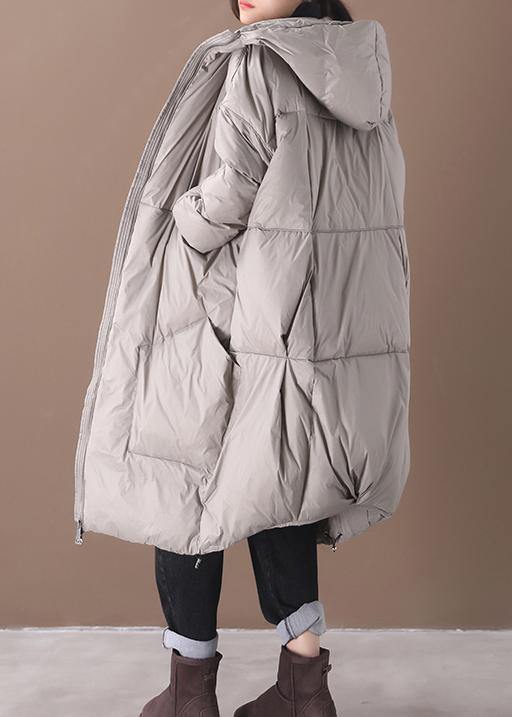 2025 plus size snow jackets gray hooded pockets goose Down coat