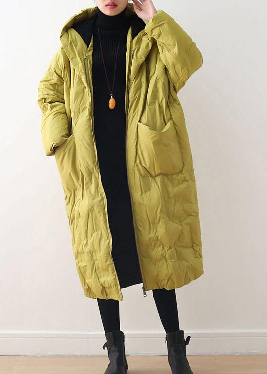 2025 Warm Yellow Down Coat original design literary retro overcoat