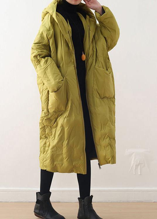 2025 Warm Yellow Down Coat original design literary retro overcoat