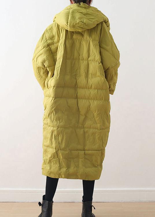 2025 Warm Yellow Down Coat original design literary retro overcoat