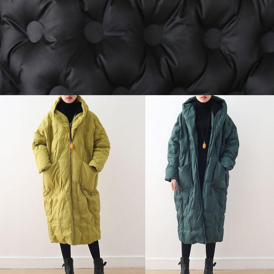 2025 Warm Yellow Down Coat original design literary retro overcoat