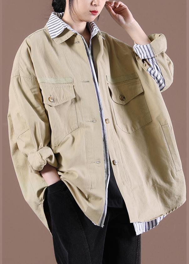 2025 Spring Khaki Fake Two Coats