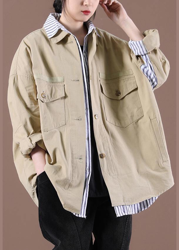 2025 Spring Khaki Fake Two Coats