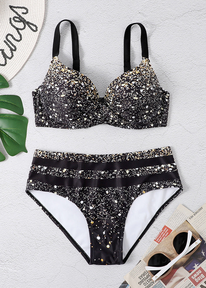 2025 New Black Spotted Bikini Swimwear Set