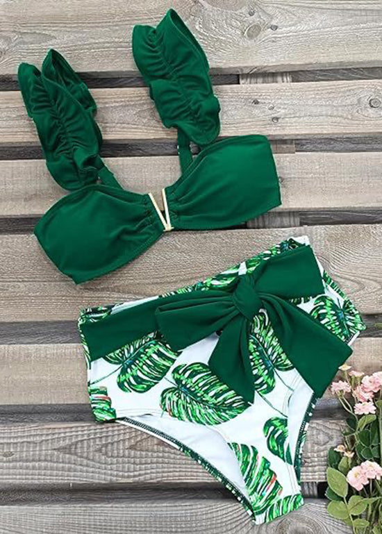 2025 New Green Bikini Fresh And Sexy Swimwear Set