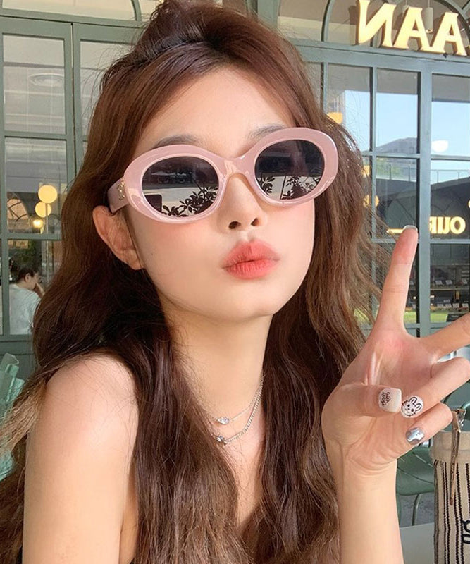 2025 New Pink Beach Dopamine Oval Sunglasses