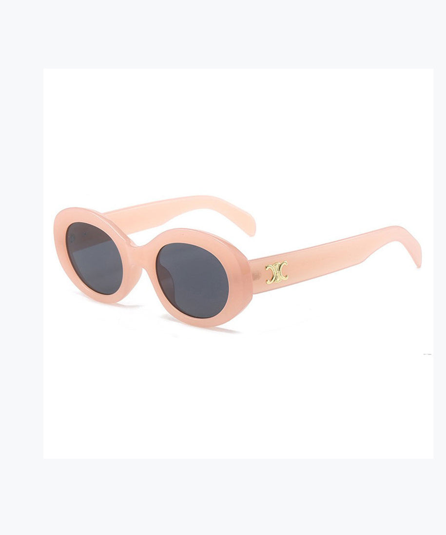 2025 New Pink Beach Dopamine Oval Sunglasses