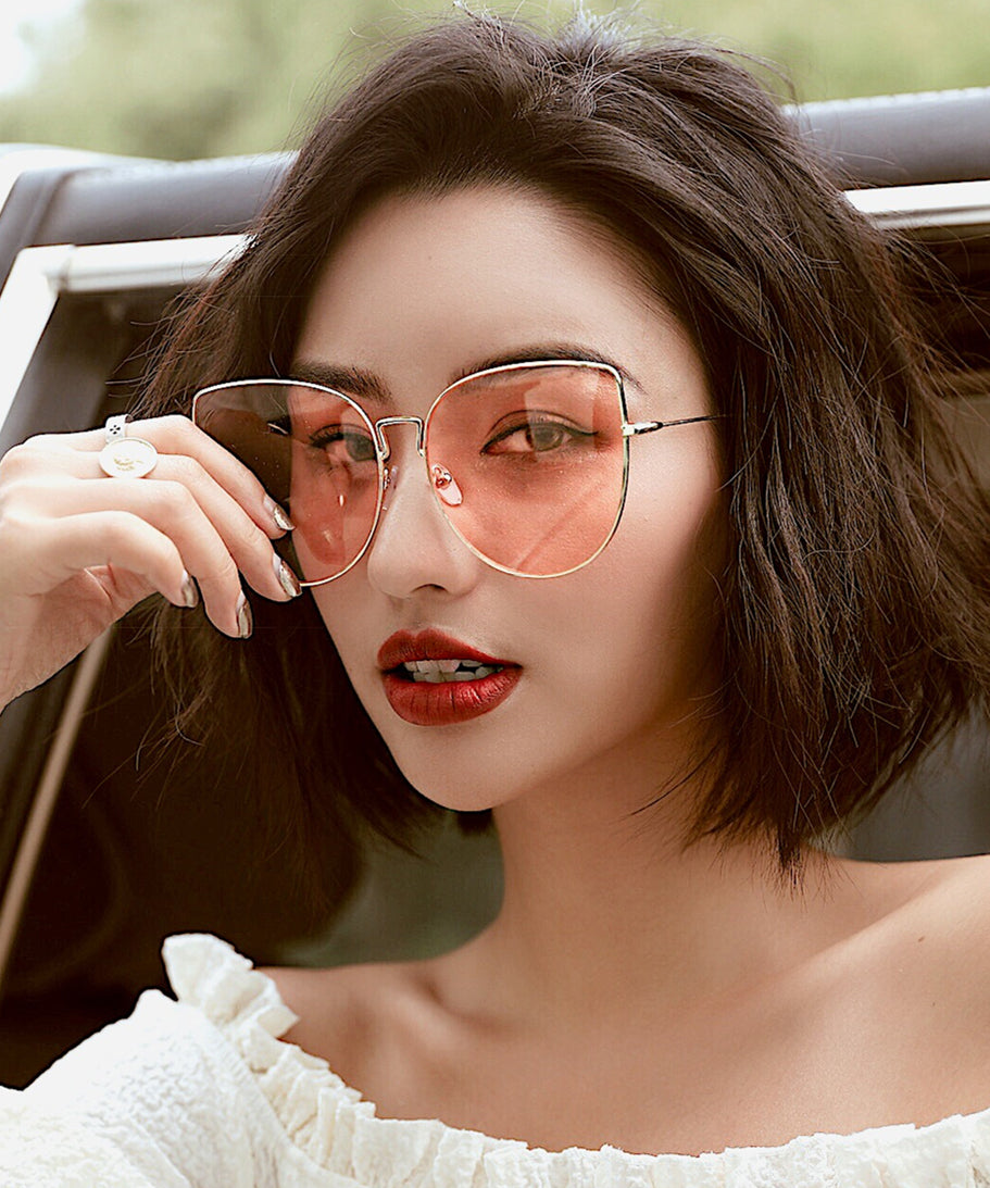 2025 Pink Large Face New Summer Sunglasses