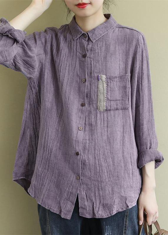 Art Lapel Wrinkled Shirts Inspiration Purple Blouses