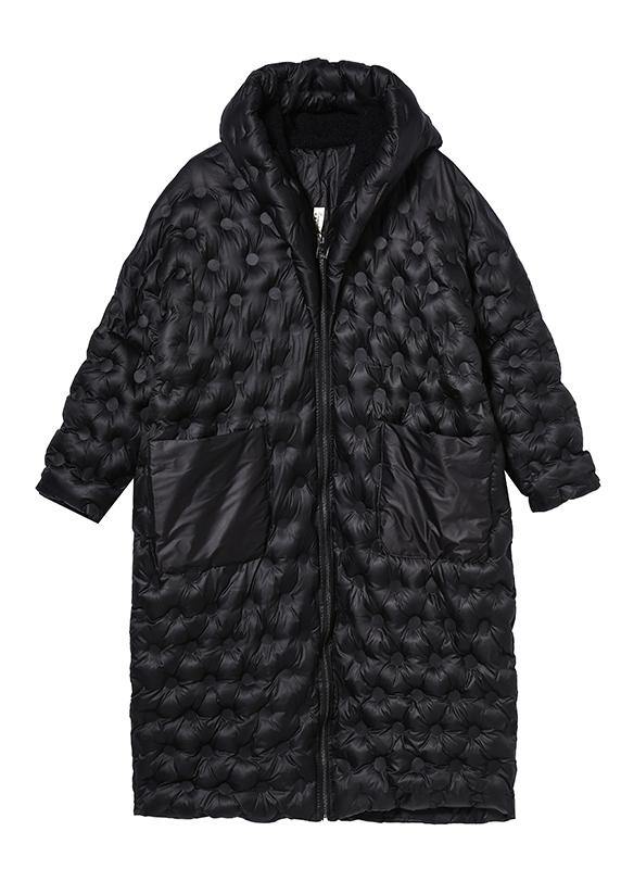 Warm Plus Size Winter Coats Black Hooded Zippered Parkas For Women