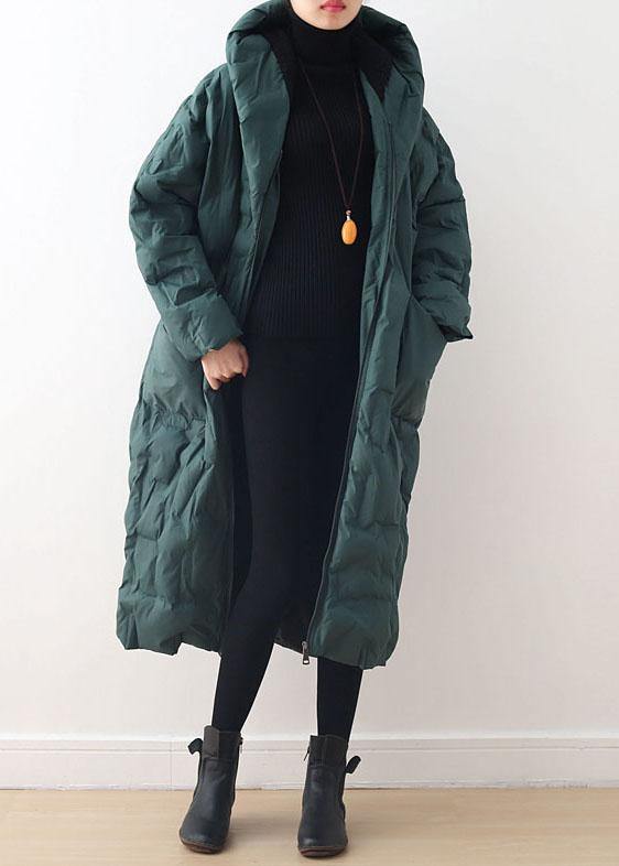 2025 Blackish Green Warm Down Coat Oversize Overcoat