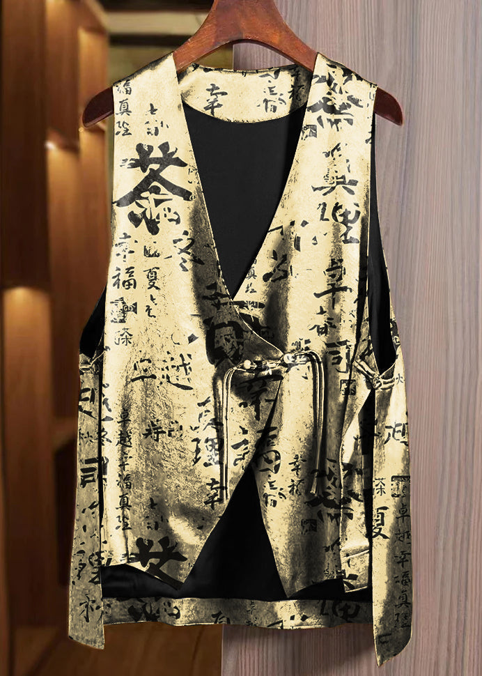 Loose Leopard print Asymmetrical Button Silk Waistcoat Sleeveless