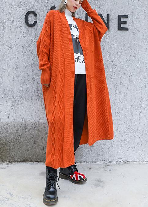 Aesthetic orange plus size winter knit baggy outwear