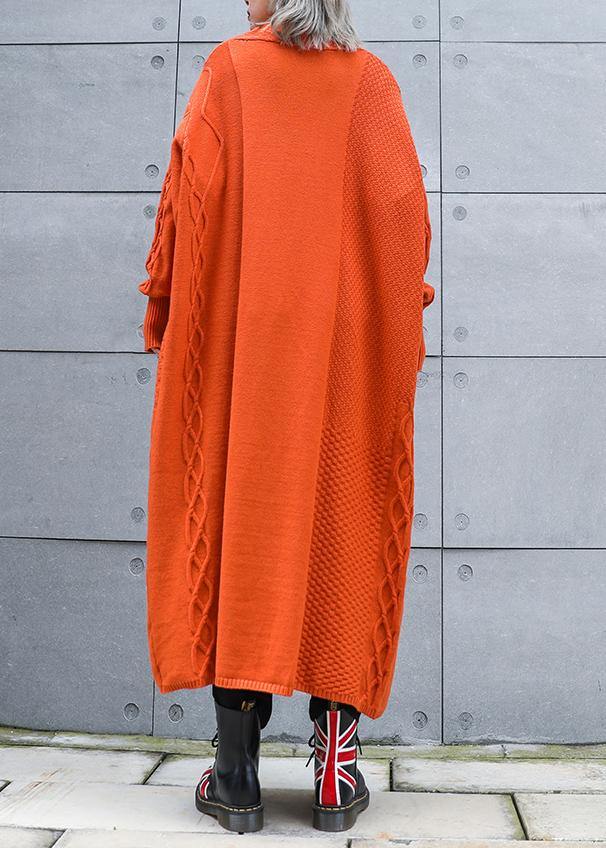 Aesthetic orange plus size winter knit baggy outwear