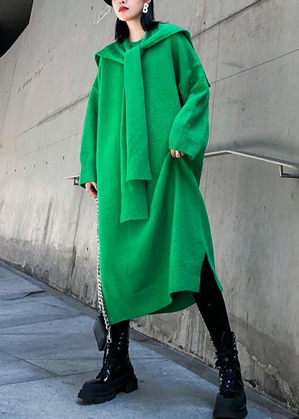 Aesthetic Two Pieces O Neck Sweater Outfits Quotes Green Hipster Sweater Dresses