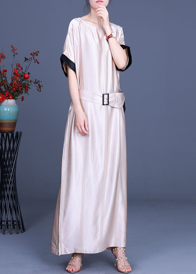 Art Apricot O-Necktie waist fashion Fall Half Sleeve Party Dress