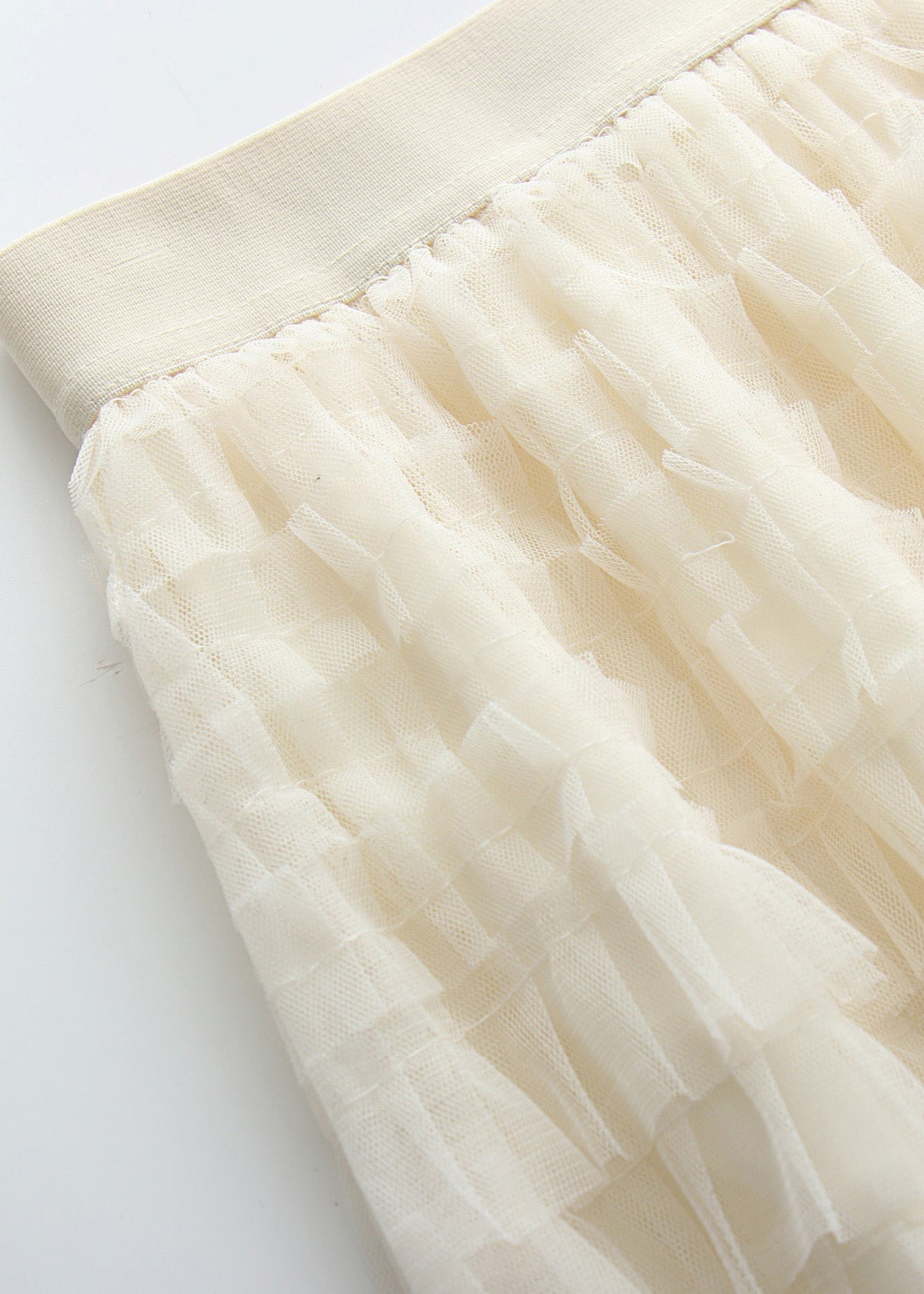 Art Beige Elastic Waist Tulle Maxi Cake Skirts Summer