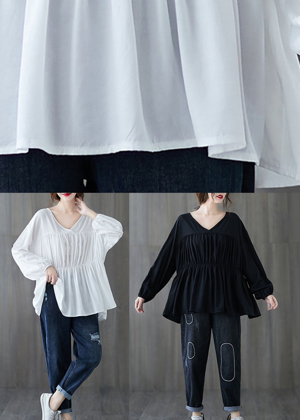 Art Black Loose lantern sleeve Casual Fall Shirts