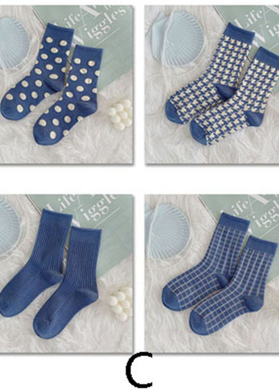 Art Blue Dot Jacquard Cotton Crew Socks