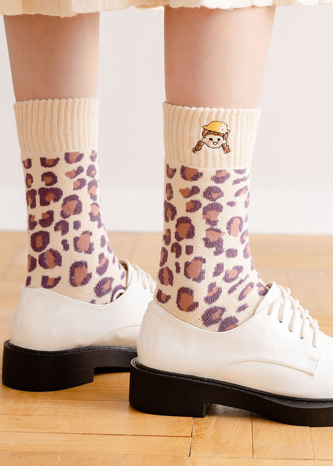 Art Embroidery Paitings Cotton Mid Calf Socks