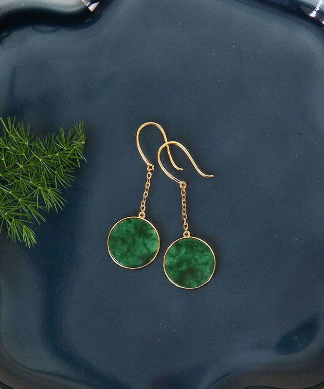 Art Green 18K Gold Jadeite Drop Earrings