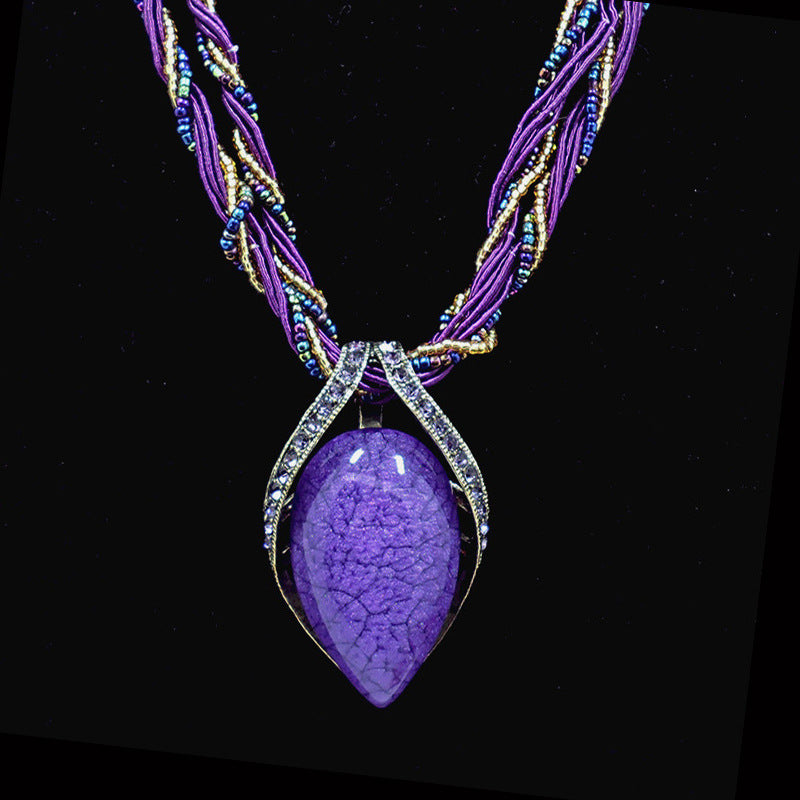 Art Lavender Coloured Glaze Zircon Water Drop Pendant Necklace