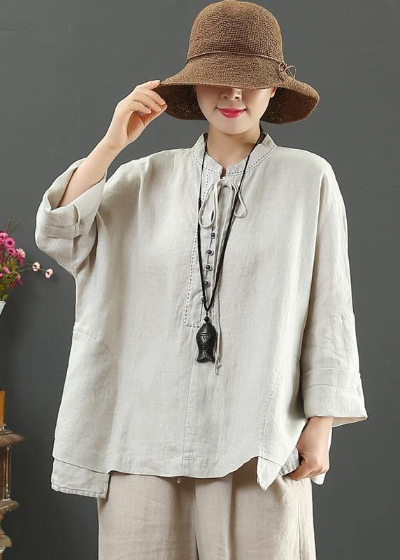 Art Nude Clothes For Women Stand Collar Pockets Knee Spring Blouse