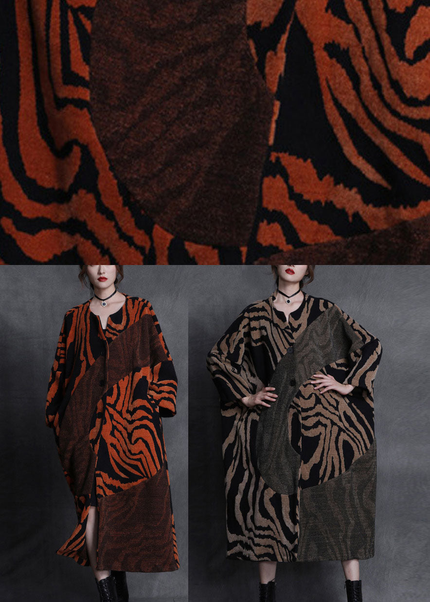 Art Orange Patchwork Button fashion Fall woolen coats