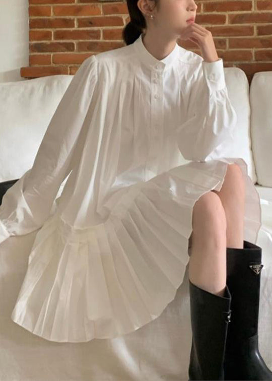 Art White Oversized Wrinkled Cotton Shirt Dress Spring