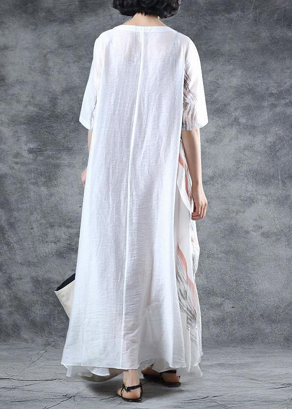 Art asymmetric chiffon summer Robes Wardrobes white Dresses