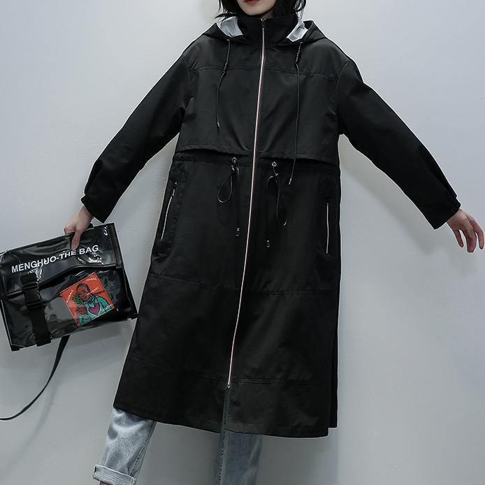 Art black Fashion clothes For Women coats hooded zippered coats