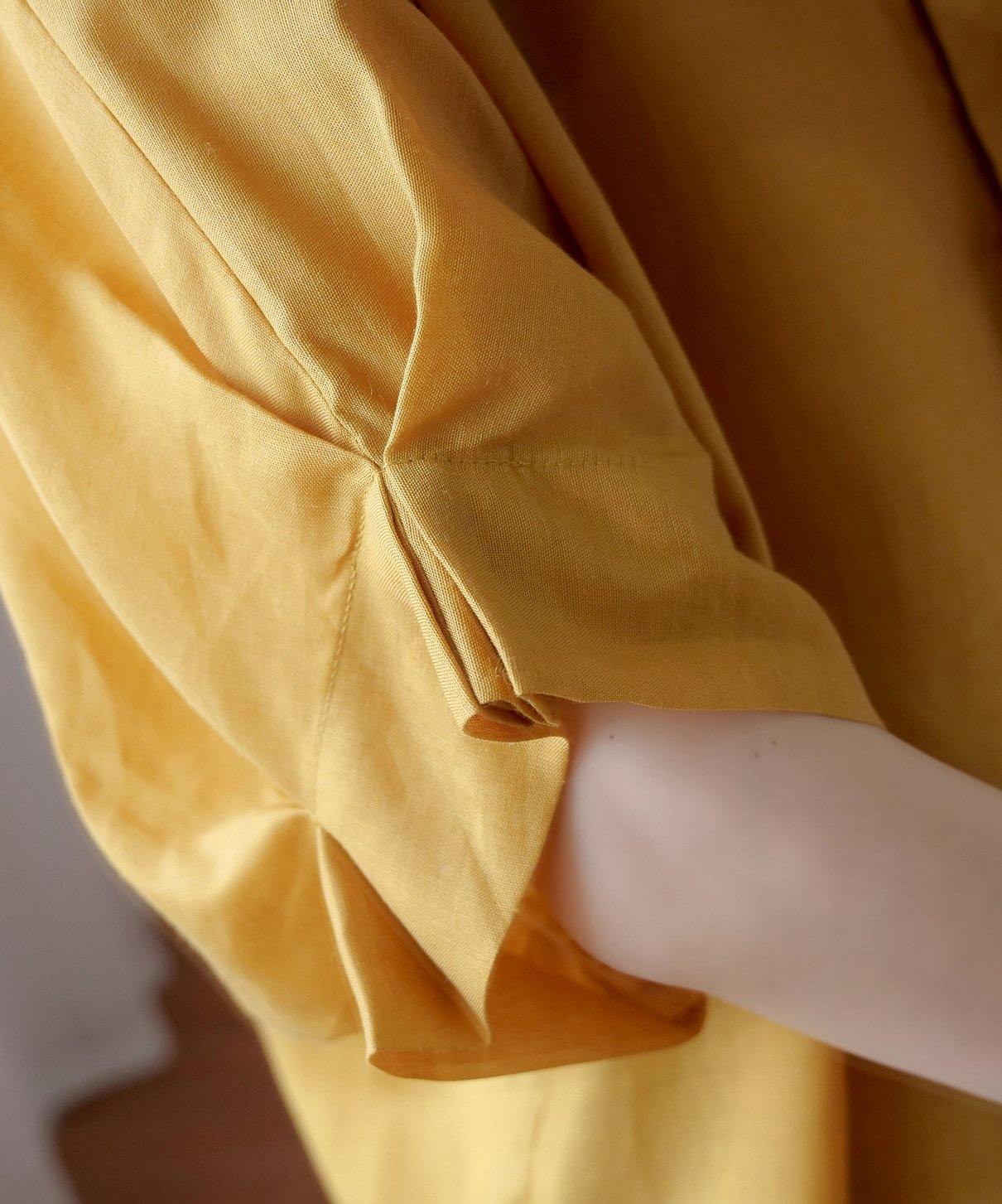 Art v neck Batwing Sleeve summer clothes design yellow blouse