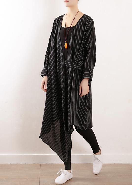 Autumn new original design loose asymmetrical striped shirt cardigan coat