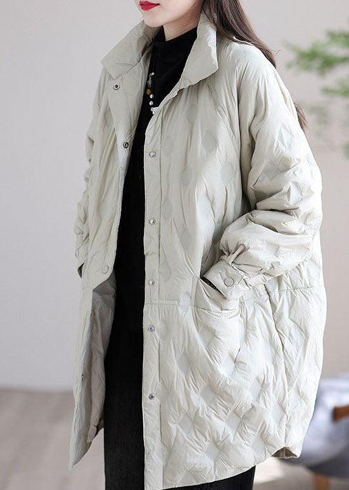 Beautiful Beige Button Warm Casual Winter Duck Down Jackets