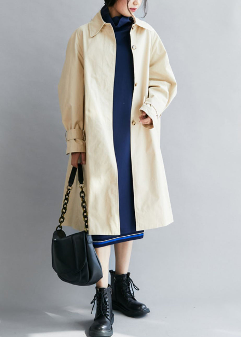 Beautiful Beige Peter Pan Collar Pockets Cotton trench coats Winter